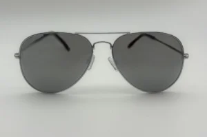 Lunettes de soleil aviateur argent avec verres gris miroir polarisés