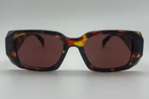 Lunettes de soleil carrées écaille verres marron vue face