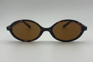 Lunettes de soleil ovales écaille verres marron vue face