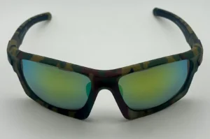 Lunettes de soleil pêche camouflage verres vert miroir polarisés vue face
