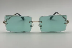 Lunettes de soleil sans monture verres vert eau