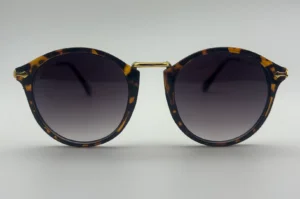 Lunettes de soleil vintage écaille verres gris dégradé vue face