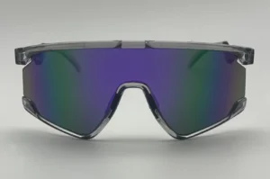 Lunettes de soleil voile vert miroir vue face
